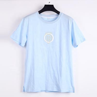 China Simple light blue O-neck viable newcomers 100%cutton custom printed embossed t-shirt for men for sale