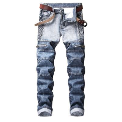 China FREE SHIPPING Brand Moto Biker Jeans Brand New Viable Slim Casual Skinny Casual Straight Men Destroyed Denim Pants for sale