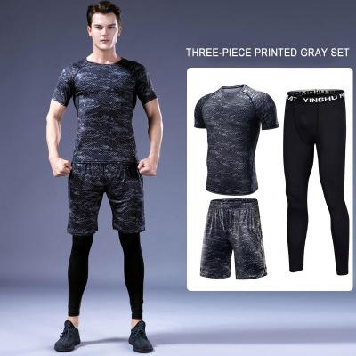 China New Style Men's Sports Tights Breathable Fitness Breathable T-shirt Men's Sports Tights Super Elastic Set Quick-Drying for sale