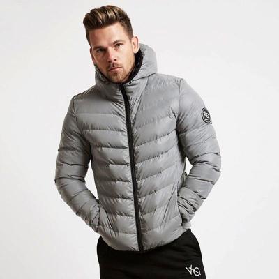 China Popular Anti-wrinkle Mens Big Fur Collar White Duck Down Jacket Muscle Fitness Mens Zipper Coat Casual Cotton Padded Jacket With Pockets for sale