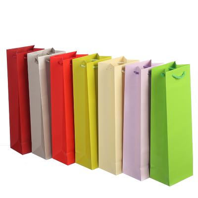 China Recycled Materials Wine bottle Single color gift paper bag for sale