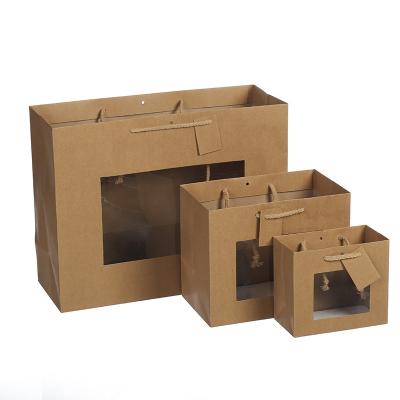 China Recycled Materials Window Kraft Fancy Shopping Paper Bag Printing Gift Custom OEM Craft Gsm Item Time Industrial Surface Packaging Pcs for sale