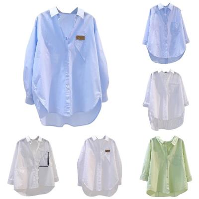 China Autumn Tops Office Korean Fashion Chiffon Thin White Blouse Sleeve Shirts Spring Anti-pilling Elegant Printed Shirt Women Long for sale