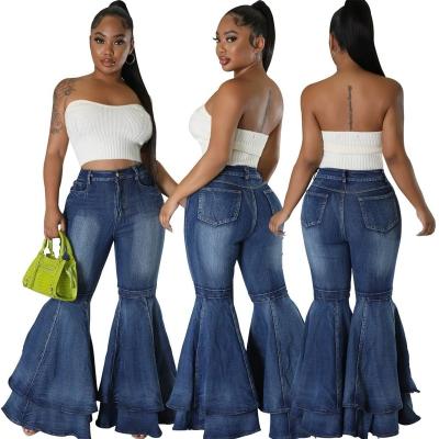 China Wholesale QUICK DRY denim pants ladies good quality tight elastic pencil plus size high waist women's wide leg jeans pants for sale