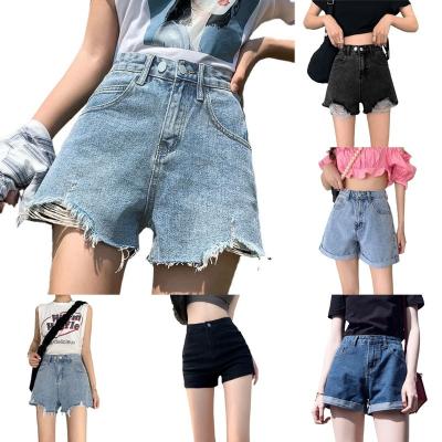 China Hot Selling QUICK DRY Hot Selling Worn Loose Jeans Women's High Waist Short Sexy Denim Floral High Waist Shorts Loose Jeans for sale