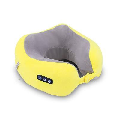 China Portable Cordless Dual-Use Home Car Home Use U Shape Neck Foam Folding Head Massage Vibrating Heating Pillow for sale