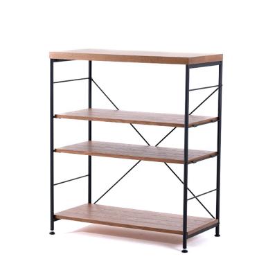 China Modern Modern Storage MDF OAK Metal Four Tier Shelf for sale