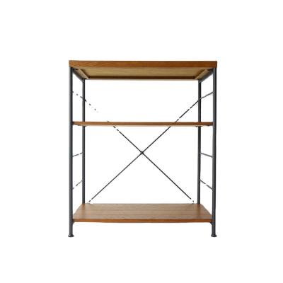 China 3 Tier Industrial Wood And Metal Shelf Industrial Shelf Displays Of The Desk for sale