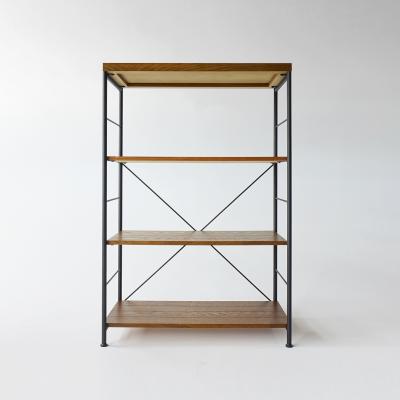 China Wood Look Industrial Office Storage With Metal Frame Shelf for sale