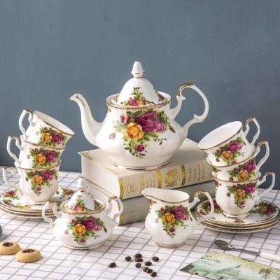 China Viable British Coffee Cup Blossom Drinkware Wedding Tea Sets Royal Bone China Afternoon Coffee &Tea Sets for sale