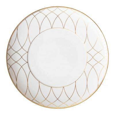 China Sustainable Modern Single Bowl Dinnerware Set Fine Rim Dinnerware 4 Gold Bone China Dish for sale