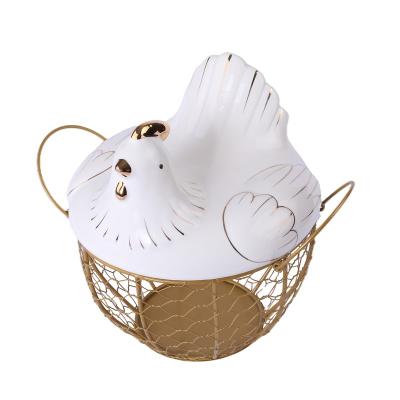 China Steamable Gouache 6 Different Gold Wire Chicken Egg Basket Egg Storage Box for sale