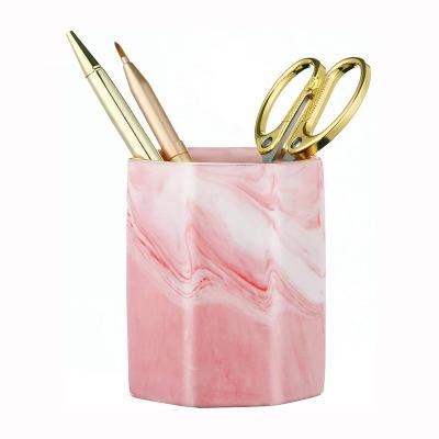 China Durable Ceramic Pink Pen Holder Pencil Holder Ideal Desk Organizer for sale