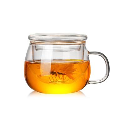 China 2020 New Arrival 330ml Sustainable Borosilicate Tea Infuser Glass Cup Set With Infuser Basket for sale