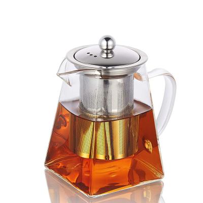 China Sustainable Teapot With Infuser 550ml Borosilicate Clear Teapot Glass Water Pot for sale