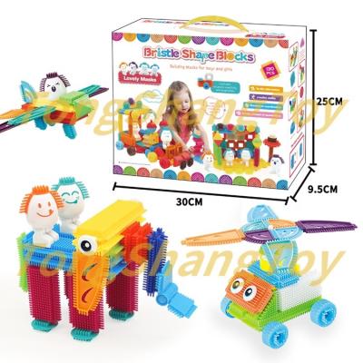 China Funny Educational Toy Cheap Price Kindergarten Toy Plastic Bristle Interlocking Connecting Soft Building Blocks Toys For Children for sale