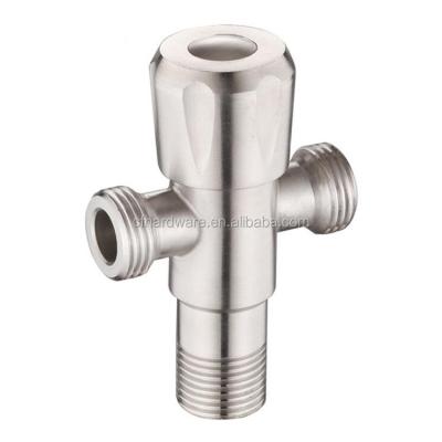 China General 1 Inlet 2 Angle Outlet Stainless Steel Three Way Stop Valve Bathroom Accessories On Wall Hot Cold Water for sale