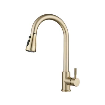 China Cheap Thermostatic Faucets Stainless Steel Gold Finish Pull Out Sprayer Kitchen Sink Thermostatic Faucet Pull Down Mixer Hot And Cold Water Faucet for sale