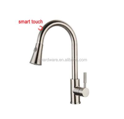 China Thermostatic faucets hand touch 360 degree adjustable stainless steel kichen faucet with pull out sprayer for sale