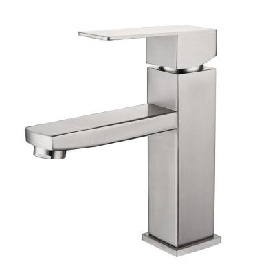 China Square Modern Cheap SUS304 Stainless Steel Deck Mounted Bathroom Basin Mixer Taps Hot And Cold Water Taps For Living Room Wash Room for sale