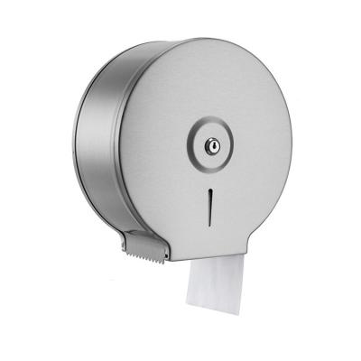 China Eco-friendly Jumbo Roll Tissue Dispenser Wall Mounted Stainless Steel Toilet Paper Holder With Lock For Hotel Bathroom Home Restaurant for sale