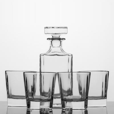 China Hot-selling CLASSIC 5 Piece Single Whiskey Decanter Set with Logo Decal Customized for sale