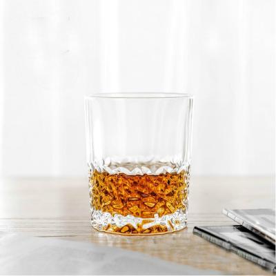 China ROUND WHISKEY Barware Elegant Etched Exquisite GLASS Crystal Round Whiskey Glass lead free for sale