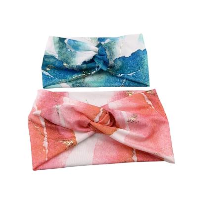 China European and American style hot Europe and the United States dyeing tying printed elastic hair band women hair band sports cross scarf hot accessories for sale