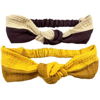 China Fashion European and American double color hair decoration organic cotton and non-organic cotton knotted adult headband for sale