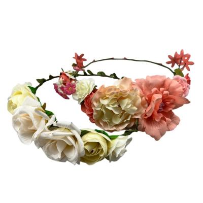 China Bridal headpiece floral wedding flower boho fashion festival tiara flower tiara headband for women girl photo for sale