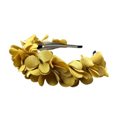 China European and American style vintage band flower metal headband with rubber teeth, mixed colors velvet flower headband for girls for sale