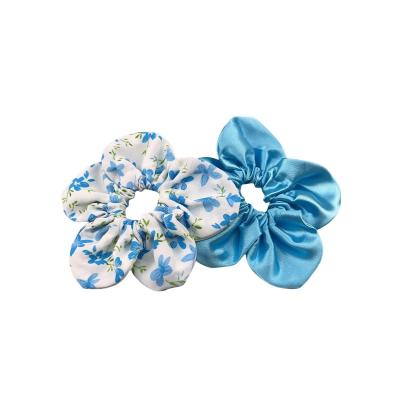 China Smart Casual Pure Silk Hair Scrunchie Ladies Small Floral Petal Hair Scrunchie for sale