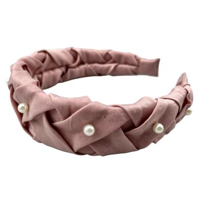 China Sporty woven handcrafted women's jewelry headband, a new handwoven bead-studded fabric headband for sale