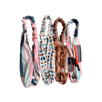 China European and American style fashion color printed elastic headband soft twist headband for girls for sale