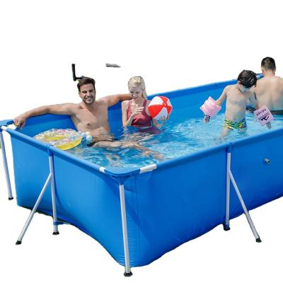 China Large Bracket Outdoor Pool Family Inflatable Foldable Outdoor Ground Swimming Pool Rectangular Arrangement 3.0m*2.07m*65cm for sale