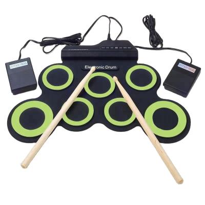 China Pad Silicone Silicone Hand Roll Up Electronic Drum Kit Foldable E USB Mini Practice Musical Electric Drum Set For Kids for sale