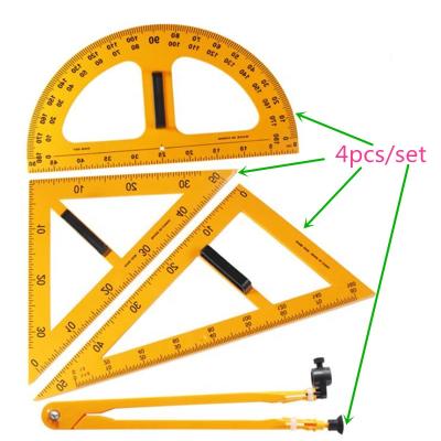 China Plastic Large Protractor Compasses Educational Triangle Ruler Measuring Math Tool Geometry Teaching Ruler Set for sale