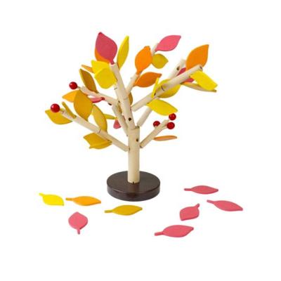 China Inserting toys for montessori wooden tree kids toys wooden colorful leaves building toy for sale