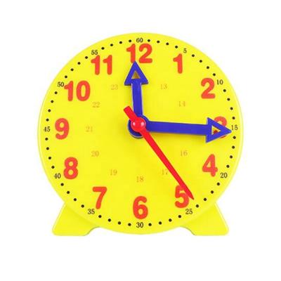 China 24 Hours Yellow Plastic Demonstration Clock For Kids To Tell Time Student Clock With 3 Hands for sale