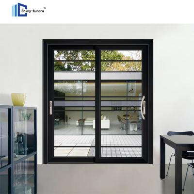 China Aluminium alloy sliding glass balcony sliding door black French style aluminum sliding glass door for sale