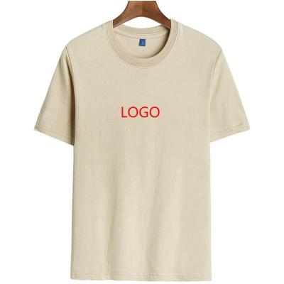 China 2023 Summer Logo Custom Oversized Men's T-shirt Breathable Droma Machine Embroidery 100% Cotton for sale