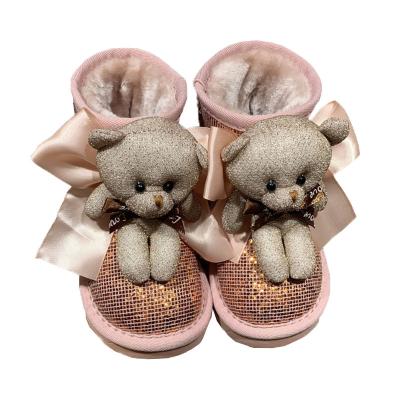 China 2020 New Children's Thermal Winter Cute Bear Snow Boots Fashion Sequins Warm Gril Shoes for sale