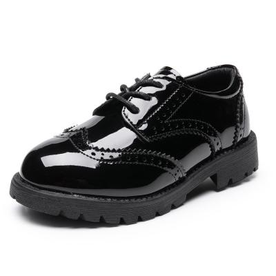 China TPR Classic Style School Leather Type Real Sole Rubber Kids Shoes For Kids Luxury Casual Black for sale