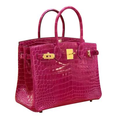 China 2022 Fashion New Crocodile Niloticus Grape Color Stunning Hot Selling Designer Handbag Crocodile Purple Shine Leather Elegant Finish for sale