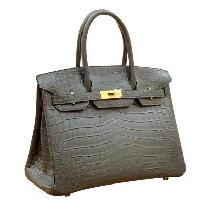 China Amazing Matte Black BK 30 H Classic Matte Alligator Brand Custom Fashion Designer Logo Fashion Europe USA Style Handbag for sale