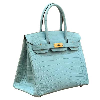 China 2022 summer fashion luxury arrived crocodile alligator quality designer fashion luxury bag nice light blue matte effect bk30 large capacity for sale