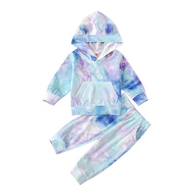 China Best Selling Cute Casual Plush Hoodie Tie Dyed Pullover Sets For Kids for sale