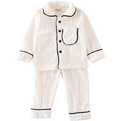 China Wholesale Kids Thermal Pajamas Sets Cartoon Printed Doule Side Flannel Sleepwear Set For Winter for sale