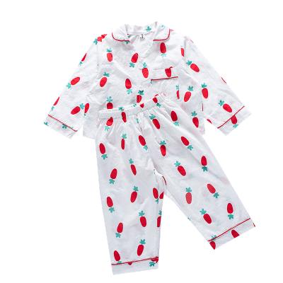 China Factory direct sale fruit style cotton summer kids smart casual cute pajamas button up long sleeve pajamas for sale