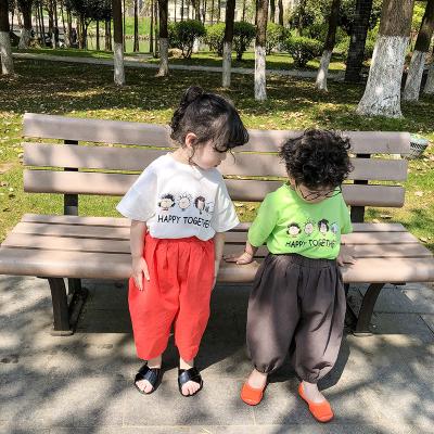 China Children's Summer Wear T-shirt Fluorescent Color Pure Cotton Boy&girl Anti-Shrink for sale